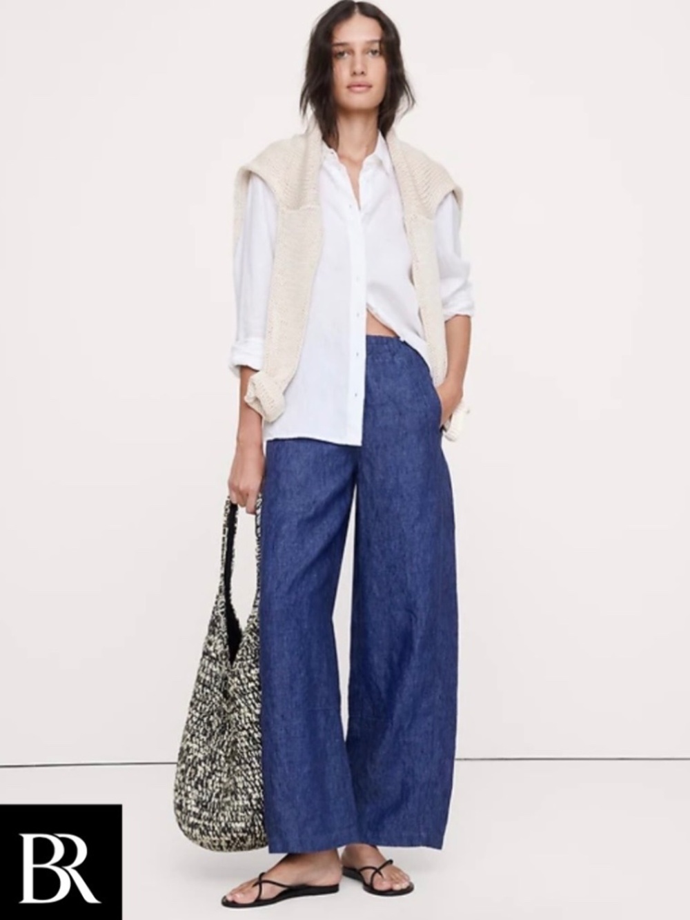 Banana Republic mid-rise relaxed painter pull-on pant in linen chambray